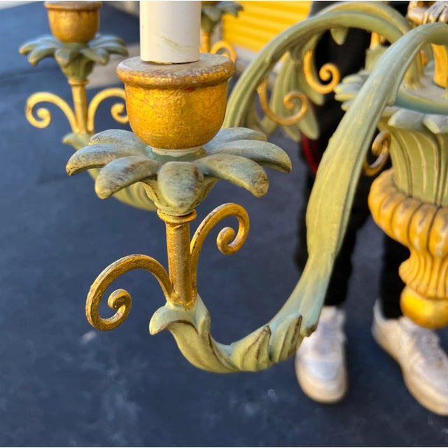 1970s 1970s Palm Beach Style Carved Wood Chinoiserie Monkey Chandelier - 8 Arms For Sale - Image 5 of 9