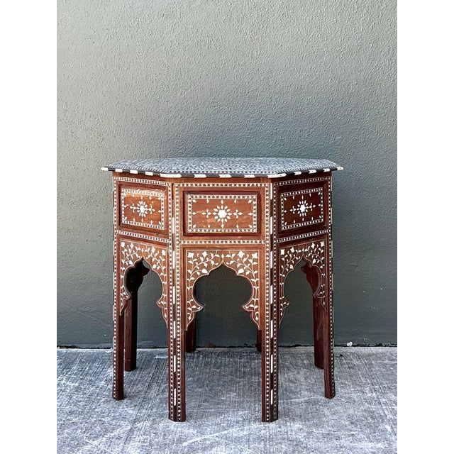 Vintage Boho Octagon Inlay Table For Sale - Image 9 of 12