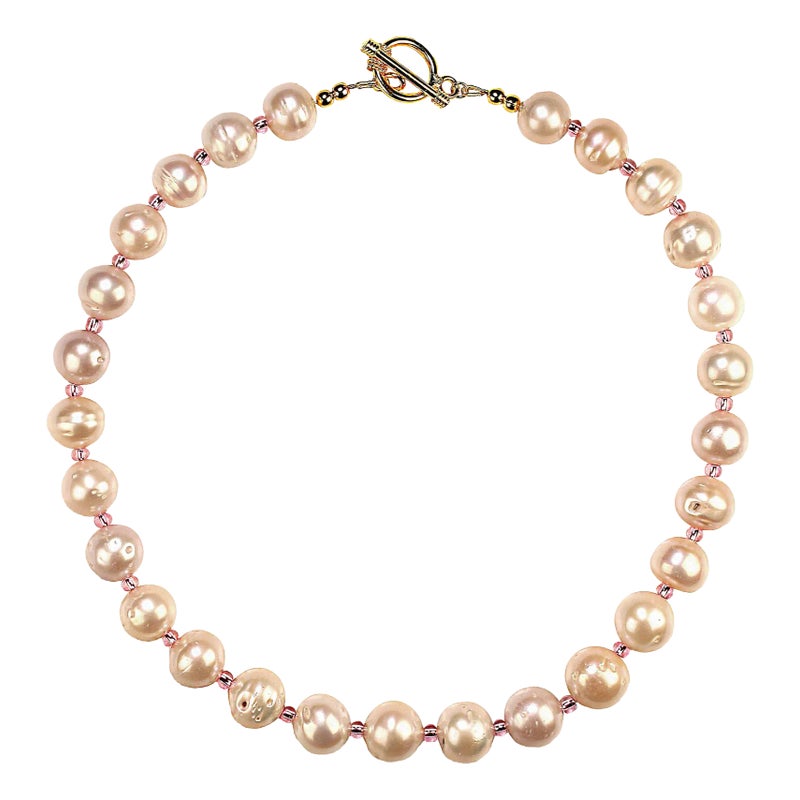 Stylish Blush Pearls With Hot Pink Accents
