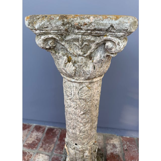 50s Classical Column Pedestal Concrete Stone Architectural Salvage Bird Bath Stand Vintage For Sale - Image 14 of 18