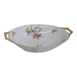 Thomas Bavaria Lakewood Floral Oval Serving Bowl Gold Edge and Handles 4582b