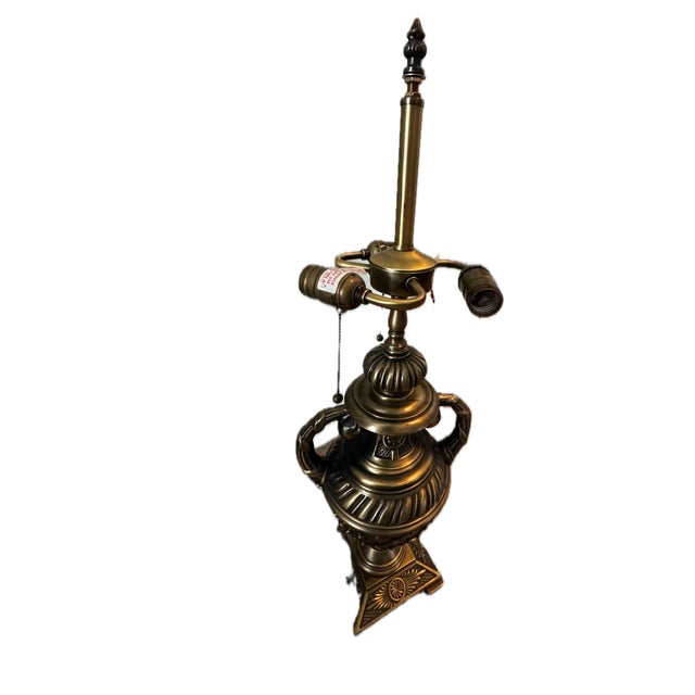 Art Nouveau Vintage Rose Petal Tiffany Style Table Lamp With Brass Base For Sale - Image 3 of 16