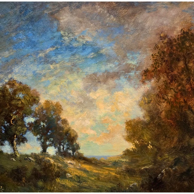 Textile Robert Crannell Minor–Landscape at Sunset–19th Century American Tonalist Oil Painting For Sale - Image 7 of 11