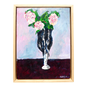 Three French Roses in a Vase, Oil Painting