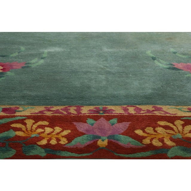 Early 20th Century Antique Green Chinese Art Deco Rug, 08'06 X 11'04 For Sale - Image 5 of 10