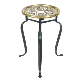 Late 19th Century Victorian Brass Round Trivet For Sale