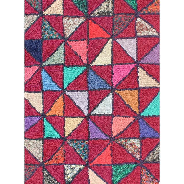 Checkerboard Vintage American Hooked Rug With Geometric Designs For Sale - Image 4 of 8