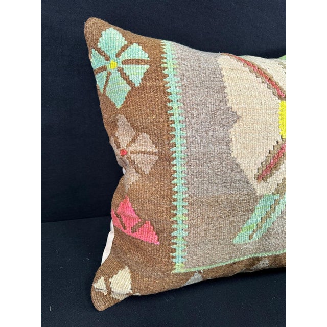 Contemporary Turkish Hemp Pillow Cushion Natural Mint Green Brown Pillow Cushion Cover 24x24 For Sale - Image 3 of 4