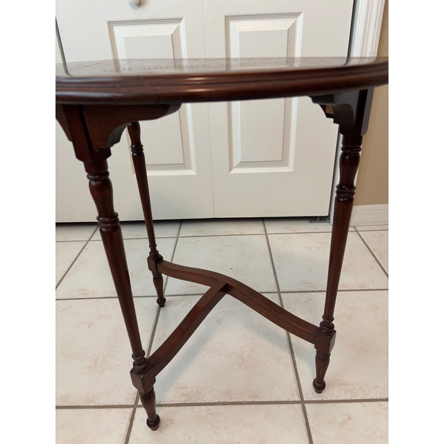 Colonial Revival Marquetry Demi‑Lune Game Table, C. 1930–1940 For Sale - Image 6 of 7