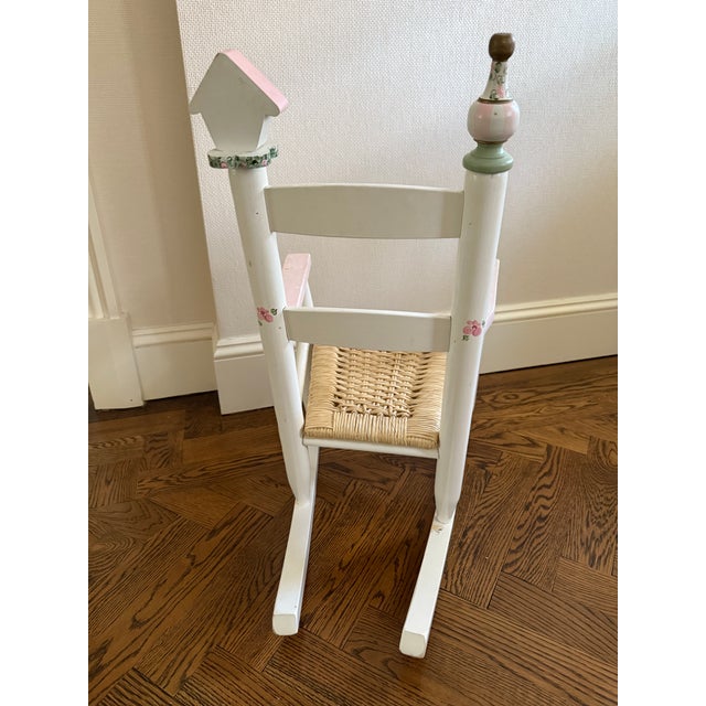 White Vintage Children's Hand Painted Rocking Chair For Sale - Image 8 of 11