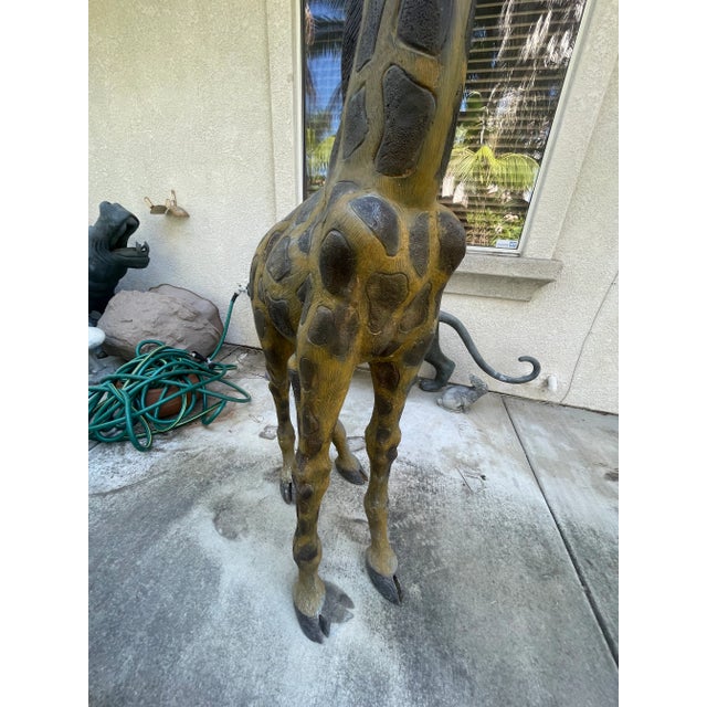 1970s Tall Painted Bronze Giraffe Statue 89” For Sale - Image 4 of 6