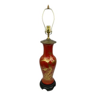 Japanese Orange and Gilt Vase Now as Lamp For Sale
