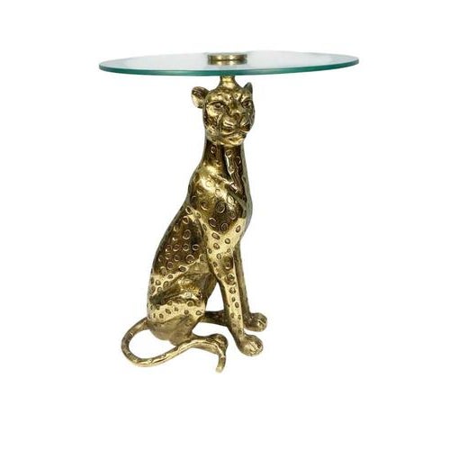 Gold Hollywood Regency Leopard Side Table in Bronze For Sale - Image 8 of 8
