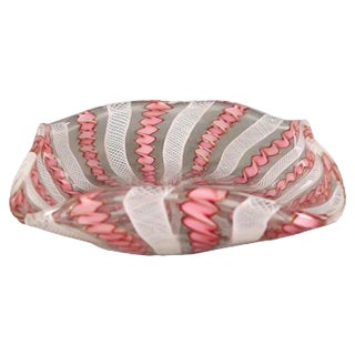 Pink and White Murano Glass Bowl, 1950s For Sale