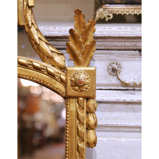 French 18th Century French Louis XVI Provencal Giltwood Wall Mirror With Urn Crest For Sale - Image 3 of 6