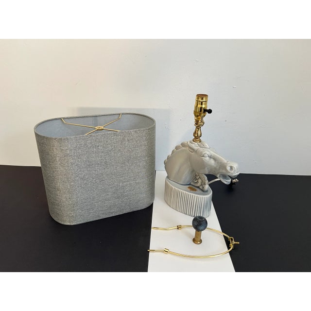 1950s Ceramic Roman Horse Head Lamp & Shade by Phil-Mar Lamps For Sale - Image 15 of 18