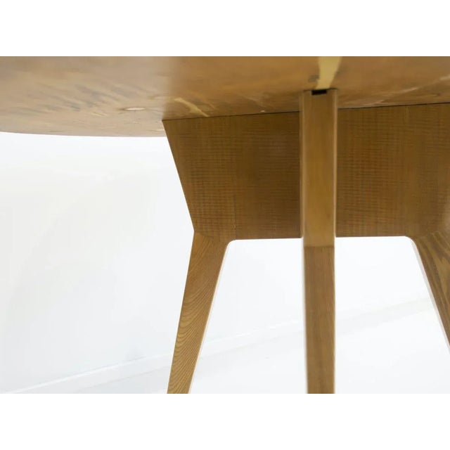 Wood Ash Wood Round Table with Brass Details For Sale - Image 7 of 10