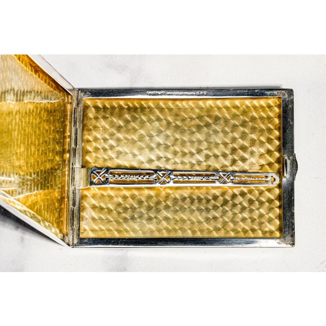 Gold Stunning Art Deco Antique 14k Gold Inlay Sterling Silver Cigarette Card Case For Sale - Image 8 of 15