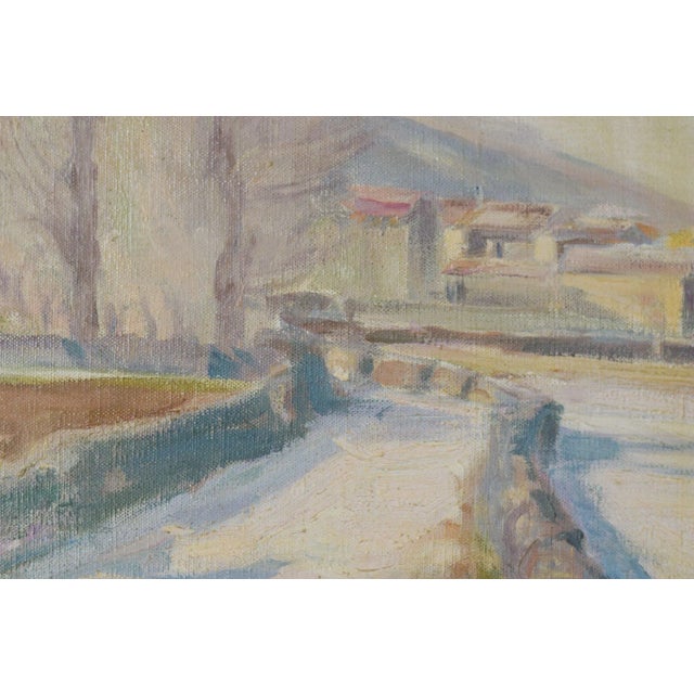 Impressionist Snowscape with Mountain Village, 1930s, Oil on Canvas, Framed For Sale - Image 3 of 7