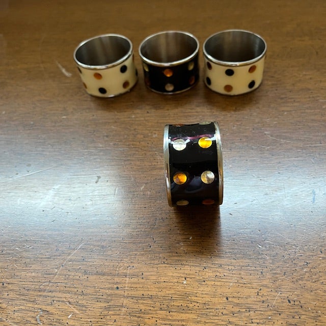 Paint Enamel and Faux Gem Napkin Rings, Set of 4 For Sale - Image 7 of 16