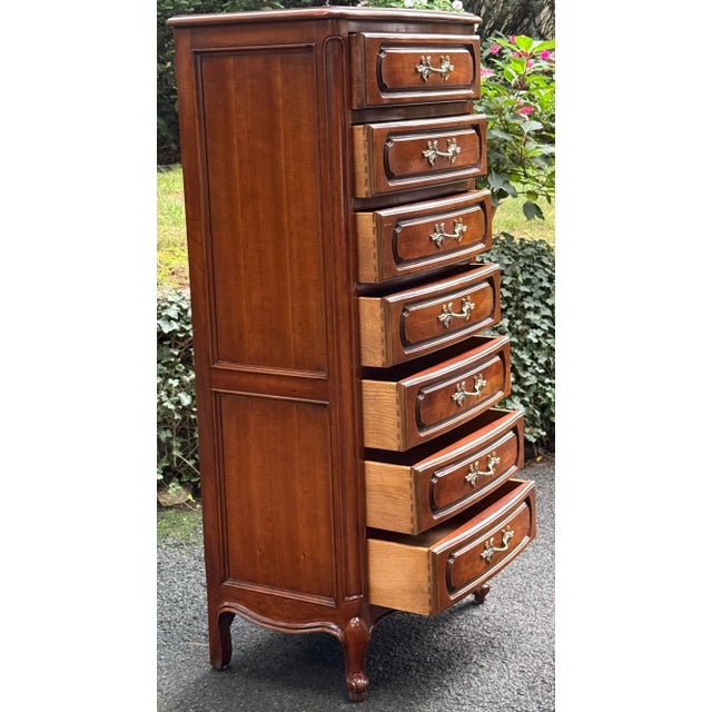 French Century Furniture 7 Drawer Solid Cherry Lingerie Chest For Sale - Image 3 of 10
