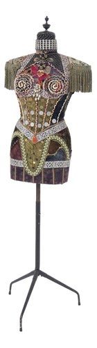 Susanna Hardage, Mannequin with Textile Assemblage, Coins and Costume Jewellery, 1980s, Mixed Media Sculpture