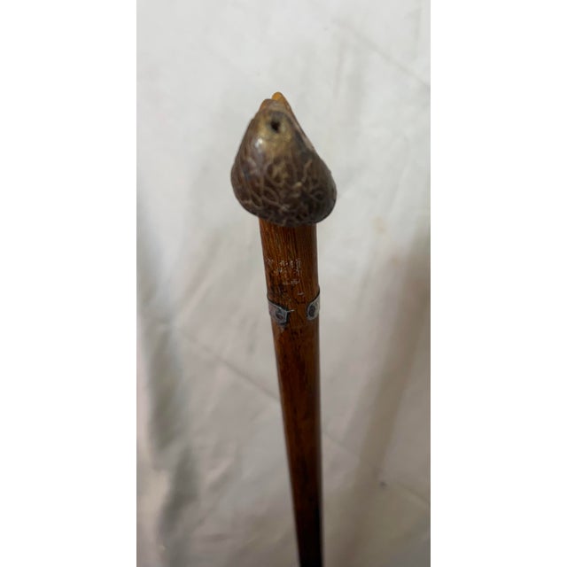 Antique 1800's Hand Carved Nut Wood Sterling Silver Man Face Walking Stick Cane For Sale - Image 17 of 17