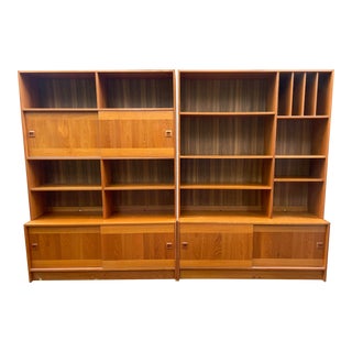 Mid Century Modern Domino Mobler Danish Teak Bookshelves For Sale