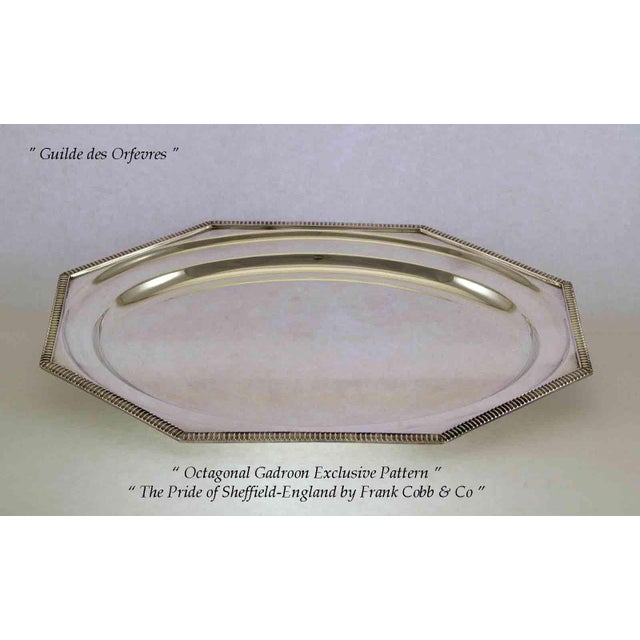 Traditional 1970’s Vintage/New Silver Octagonal Oval Platter With Gadroon Applied Border For Sale - Image 3 of 11