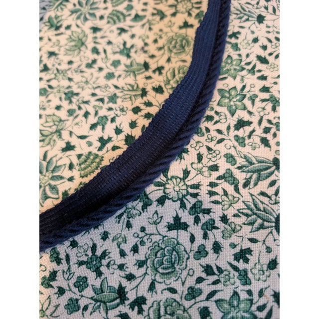 Soane Britain Jasmine & Frangipani in Emerald on Ivory Linen. Samuel and Sons navy cord. Invisible zippers and...