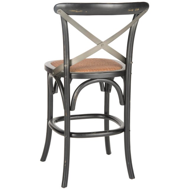 Modern Gibson X Back Counter Stool in Distressed Hickory & Medium Brown For Sale - Image 3 of 5