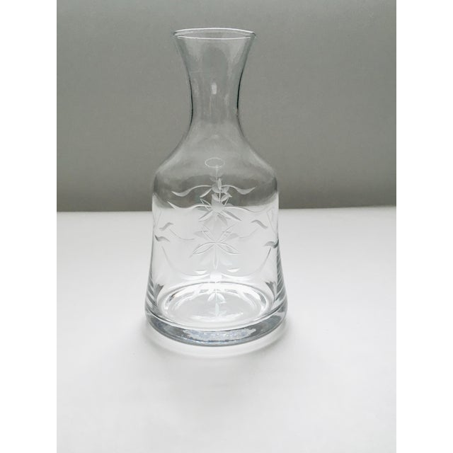Vintage Clear Etched Glass Carafe For Sale - Image 9 of 9