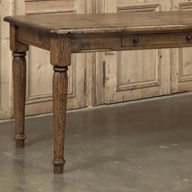Sienna Antique English Rustic Pine Farm Table ~ Dining Table With Drawer For Sale - Image 8 of 18
