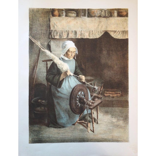Jeanne Graèes The grandmother Original color lithograph on fine vellum Signed in the plate Dimensions 40 x 31 cm...