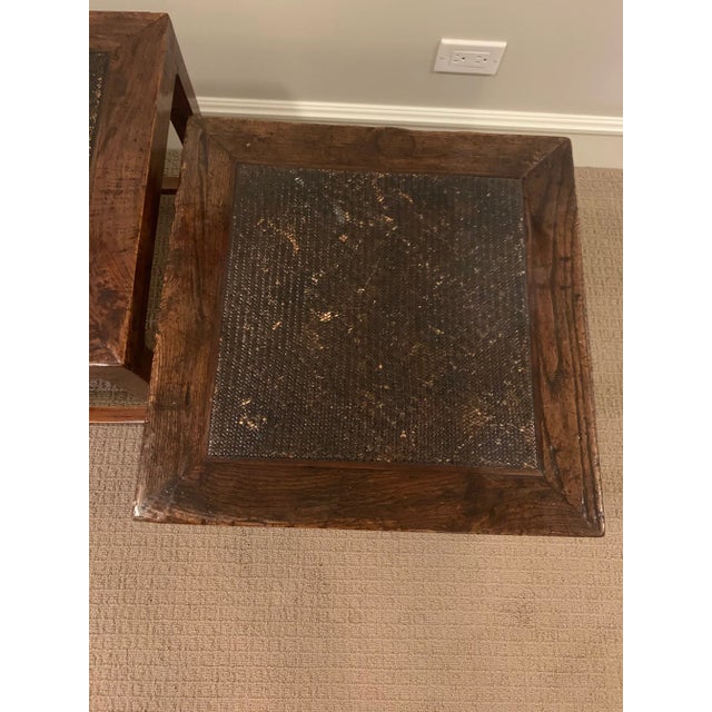 Pair of Chinese Stools With Woven Rattan Top For Sale - Image 4 of 10