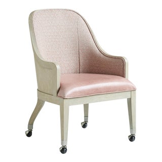 Lexington Maddox Leather and Fabric Mahogany Game Chair on Casters For Sale