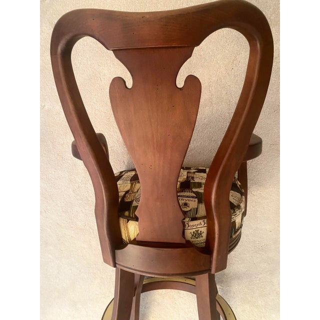 Late 20th Century Exquisite Cherry Custom Swivel Bar Stools Set of Four Excellent Mint Condition For Sale - Image 11 of 18