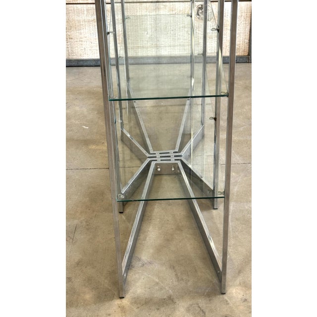 Romeo Rega Romeo Rega Geometric Chrome and Glass Étagère with Sculptural Top and Base For Sale - Image 4 of 12