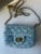 Baby Blue Tweed Mini Shoulder Bag With Chain For Sale - Image 8 of 8