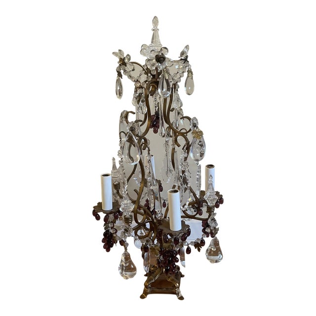 Early 20th Century Italian Crystal Candelabra Lamp For Sale