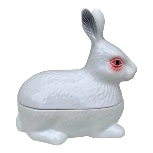 Small Majolica Pate White Rabbit Tureen