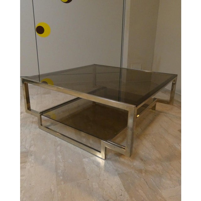Metal Amber Glass Coffee Table with Geometric Structure, Italy, 1970s For Sale - Image 7 of 18