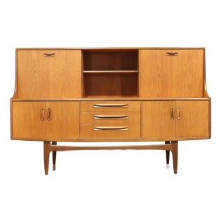 Mid Century Modern Vintage Teak Credenza Hutch Buffet by G Plan Danish Style For Sale