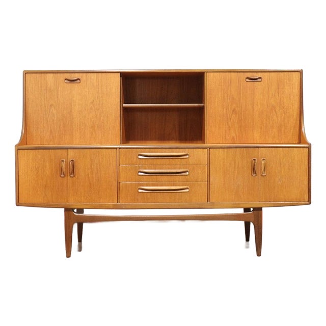 Mid Century Modern Vintage Teak Credenza Hutch Buffet by G Plan Danish Style For Sale