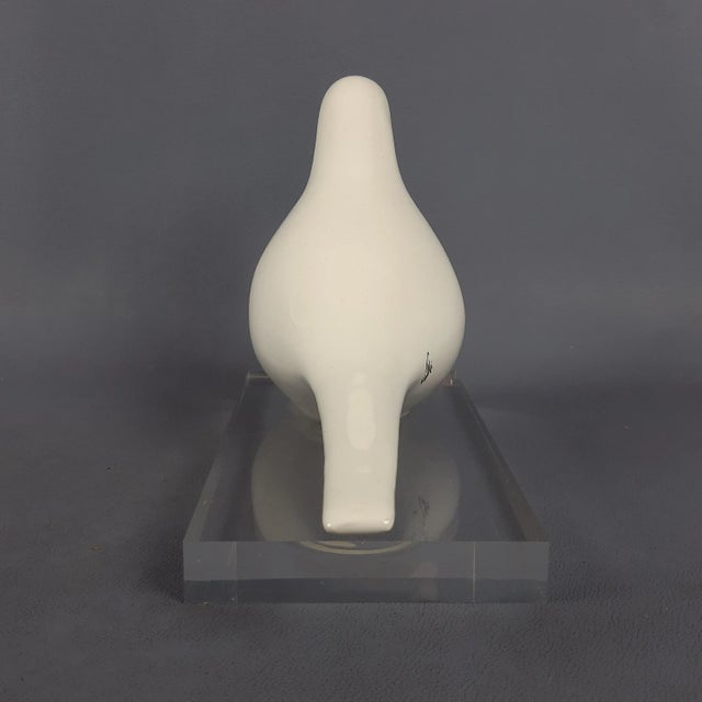 Modern Seagull Ceramic Sculpture on Acrylic Glass Base by Sergio Valli, 1970s For Sale - Image 3 of 16