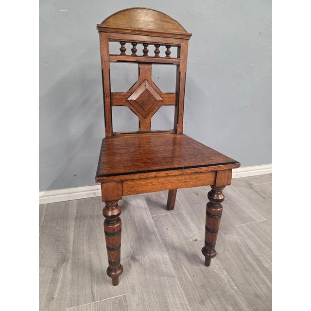 Antique Oak Hall Chairs from Guillows, 1870s, Set of 2 For Sale - Image 6 of 10
