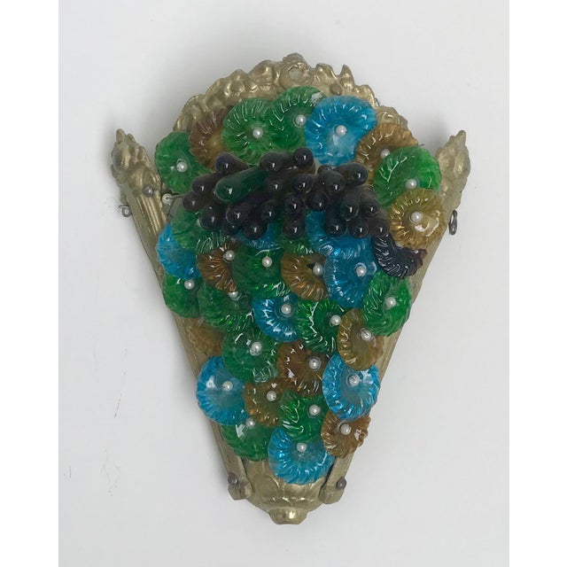 Art Nouveau 1920s Green and Blue Murano Glass Sconce For Sale - Image 3 of 3