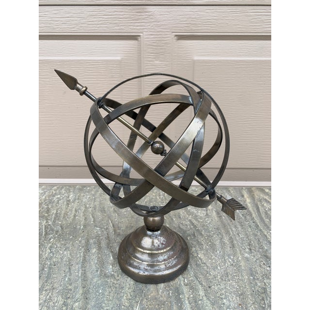 Metal Vintage French Country Brass Garden Armillary Sundial For Sale - Image 7 of 10