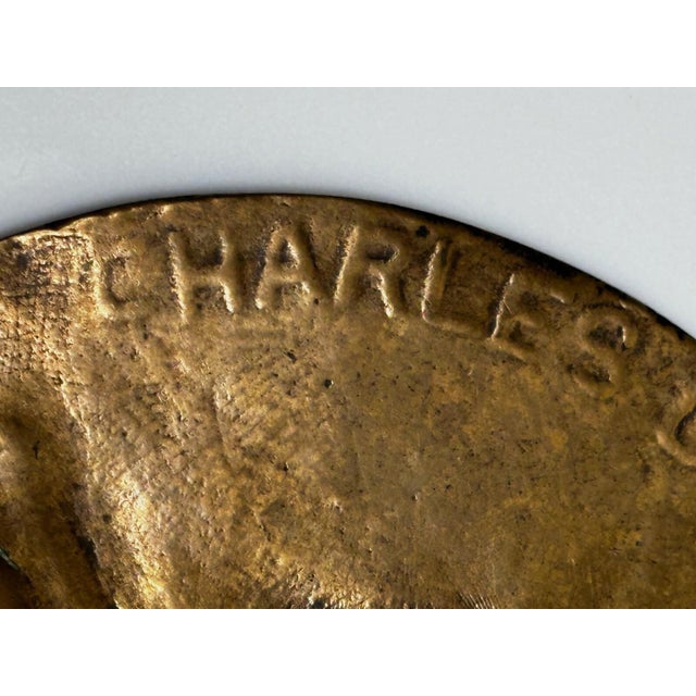 Rare 19th Century English Victorian Gilt Bronze Portrait Medallion Plaque, Charles Hopkins, 1895 For Sale - Image 13 of 17