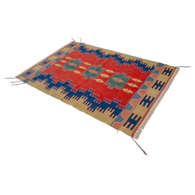 Vintage Hand-Made Turkish Kilim Rug For Sale - Image 4 of 11